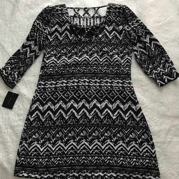 NWT Black and White Pattern Cage Dress - Picture 3 of 5